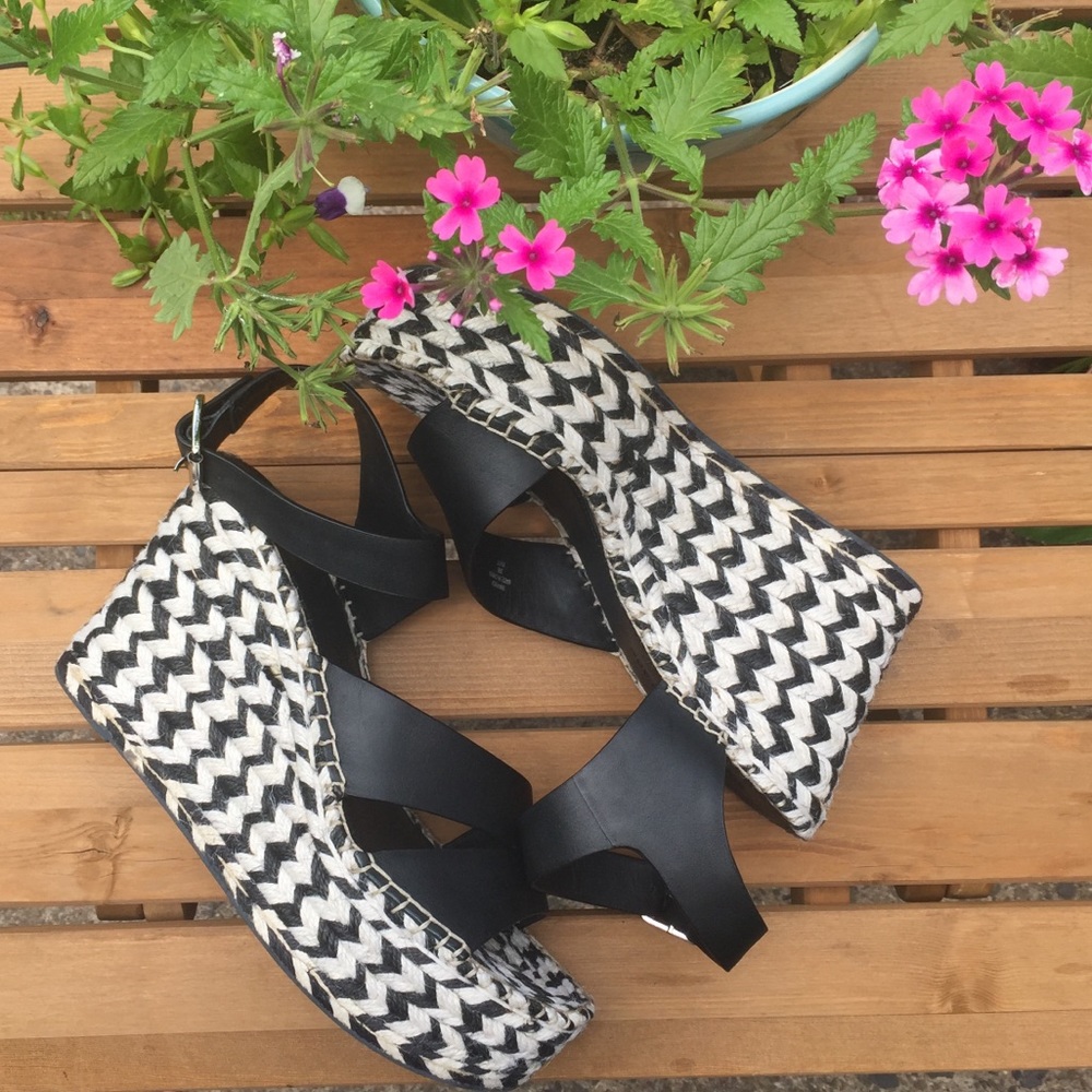 Sigerson Morrison Black & White Wedge Sandal 8.5M - Picture 7 of 16